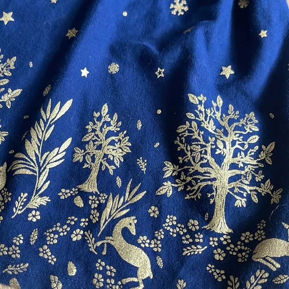 CREWCUTS Navy / Gold Forest Winter Scene Long Sleeve Dress Size XS 4/5